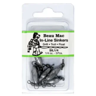 Beau-Mac Sinker In-Line W/Crane Swivels 1/4oz - Your Premium Fishing Gear Store Rods Lines Baits Accessories^ Outlet