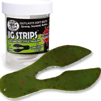 Fat Cow Jig Strips "Jig and Pig" Style Trailers 3" Craw, 5pk, Watermelon Red - Your Premium Fishing Gear Store Rods Lines Baits Accessories^ Store