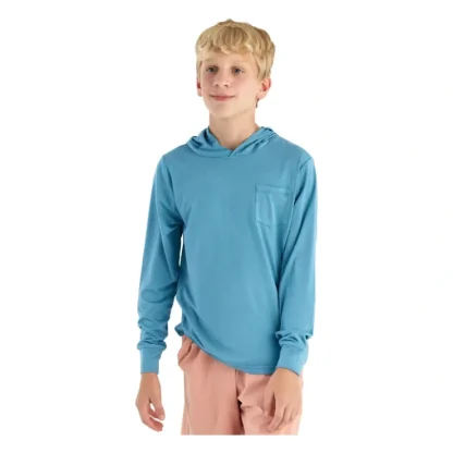 Free Fly 40th Logo Youth Bamboo Shade Hoodie Bluestone - Your Premium Fishing Gear Store Rods Lines Baits Accessories^ Clearance