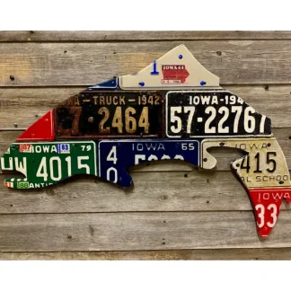 Iowa Antique Trout License Plate Art - Your Premium Fishing Gear Store Rods Lines Baits Accessories^ Clearance
