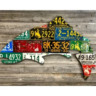 Large Antique 4-Foot Mixed Western Trout License Plate Art - Your Premium Fishing Gear Store Rods Lines Baits Accessories* Fly Fishing