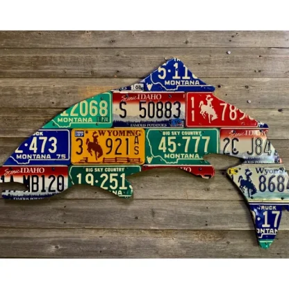 Large 4-Foot Mixed Western Trout License Plate Art - Your Premium Fishing Gear Store Rods Lines Baits Accessories* Fly Fishing