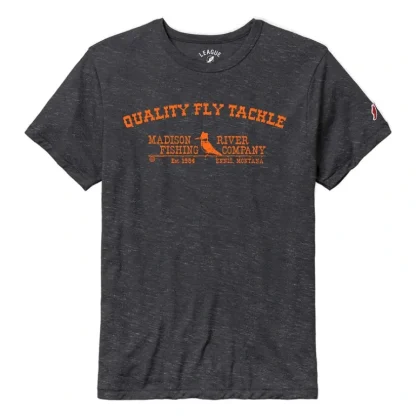 Logo Quality Fly Tackle Sueded S/S T-Shirt Black w/Gray Logo - Your Premium Fishing Gear Store Rods Lines Baits Accessories* Fly Fishing