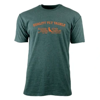 Logo Quality Fly Tackle Sueded S/S T-Shirt Heather Forest w/Orange Logo - Your Premium Fishing Gear Store Rods Lines Baits Accessories^ New