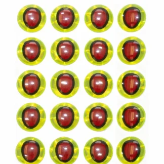 Oval Pupil 3D Eyes - Chartreuse/Red - Your Premium Fishing Gear Store Rods Lines Baits Accessories* Fly Fishing