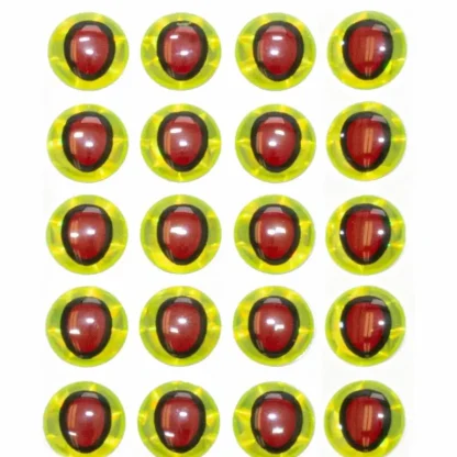 Oval Pupil 3D Eyes - Chartreuse/Red - Your Premium Fishing Gear Store Rods Lines Baits Accessories* Fly Fishing