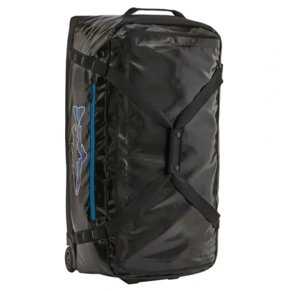Patagonia Black Hole Wheeled Duffel 100L Black w/Fitz Trout - Your Premium Fishing Gear Store Rods Lines Baits Accessories* Fishing Line