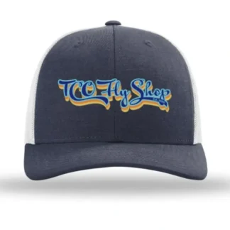 TCO Fly Shop Hat Low Pro Trucker - Retro Logo Heather Navy / Lt. Gray - Your Premium Fishing Gear Store Rods Lines Baits Accessories^ Store