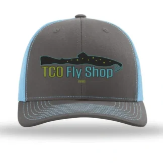 TCO Fly Shop Hat Trucker - Charcoal/Columbia Blue - Your Premium Fishing Gear Store Rods Lines Baits Accessories^ Shop