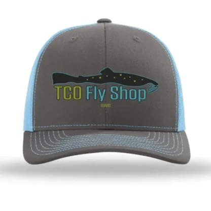 TCO Fly Shop Hat Trucker - Charcoal/Columbia Blue - Your Premium Fishing Gear Store Rods Lines Baits Accessories^ Shop
