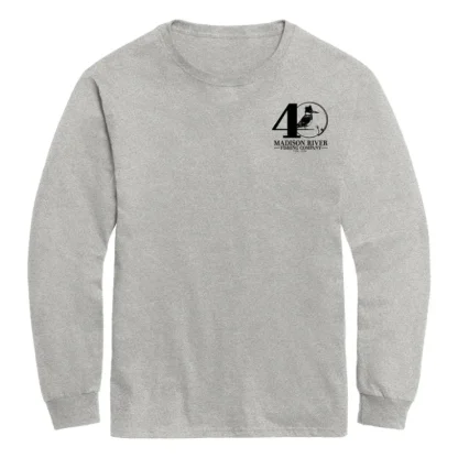 40th Logo w/40th Chest Logo & on Back L/S T-Shirt Ash - Your Premium Fishing Gear Store Rods Lines Baits Accessories^ Flash Sale
