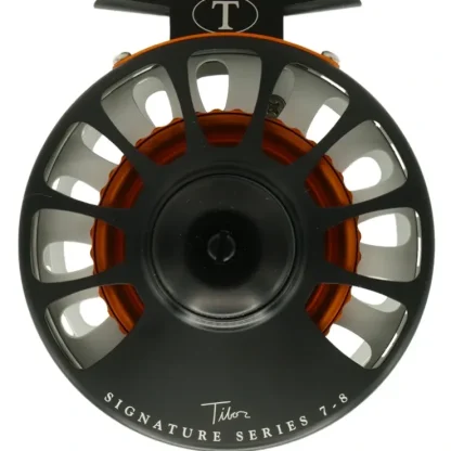 Tibor Signature Series Reel 7-8 Custom Frost Black with Orange Hub - Your Premium Fishing Gear Store Rods Lines Baits Accessories^ Clearance
