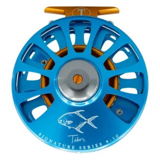 Tibor Signature Seris Reel 9-10 Custom Aqua Frame, Orange Hub, Graphite Drag Knob, Orange Reel Foot and Stop Nut, Permit Engraving - Your Premium Fishing Gear Store Rods Lines Baits Accessories^ Fashion