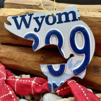 Wyoming Blue/White Trout License Plate Christmas Ornament - Your Premium Fishing Gear Store Rods Lines Baits Accessories^ Best