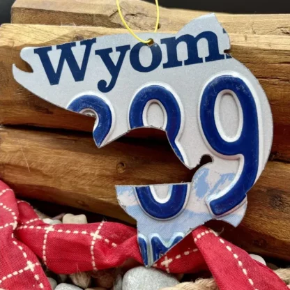 Wyoming Blue/White Trout License Plate Christmas Ornament - Your Premium Fishing Gear Store Rods Lines Baits Accessories^ Best